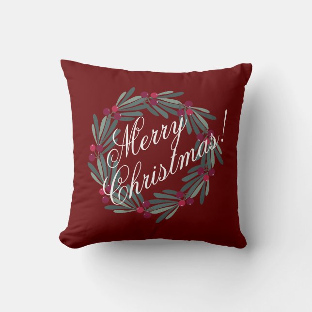 Frohe Weihnachtsschrift Hübsche Feiertage Rot Kissen (Vorderseite)