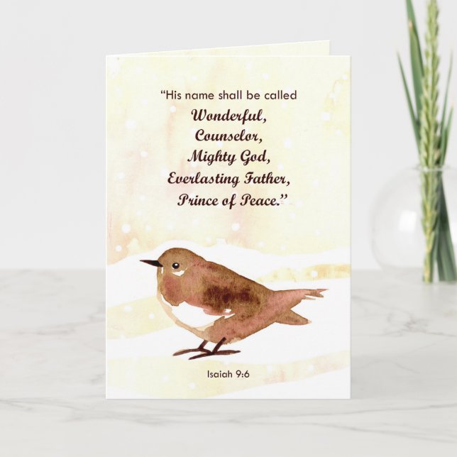 Frohe Weihnachtsschrift Isaiah Winter Bird Karte (Vorderseite)