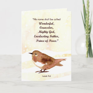 Frohe Weihnachtsschrift Isaiah Winter Bird Karte