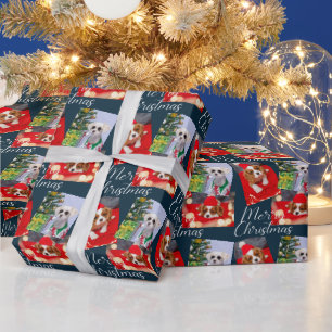 Frohe Weihnachtsschrift Moderne 3 Foto Personalisi Geschenkpapier