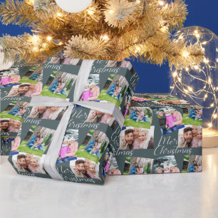 Frohe Weihnachtsschrift Moderne 3 Foto Personalisi Geschenkpapier
