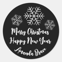Frohe Weihnachtsschrift Name Snowflake BlackWhite