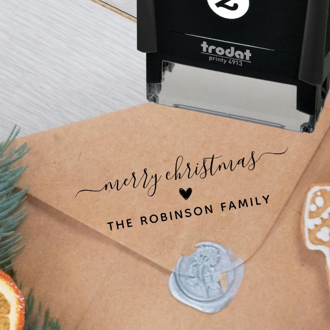 Frohe Weihnachtsschrift Niedlich Heart Familiennam Permastempel (Von Creator hochgeladen)