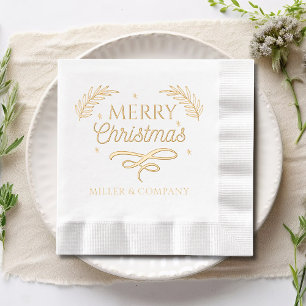 Frohe Weihnachtsschrift Personalisierter Firmennam Servietten Mit Folie