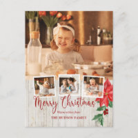 Frohe Weihnachtsschrift, Poinsettia, rustikale 4-F