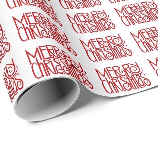 Frohe Weihnachtsschrift Red White Holiday Geschenkpapier (Rolleneckpunkt)