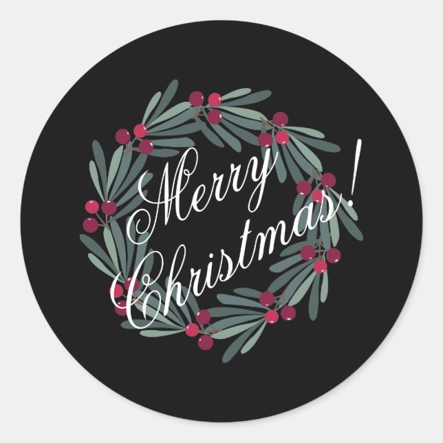 Frohe Weihnachtsschrift Runder Aufkleber (Vorderseite)