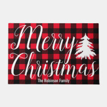 Frohe Weihnachtsschrift und Buffalo Kariert Famili