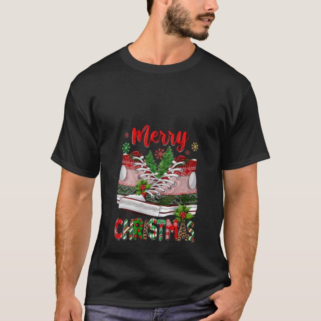 Frohe Weihnachtsschuss und Weihnachtsbaumleuchten  T-Shirt (Vorderseite)