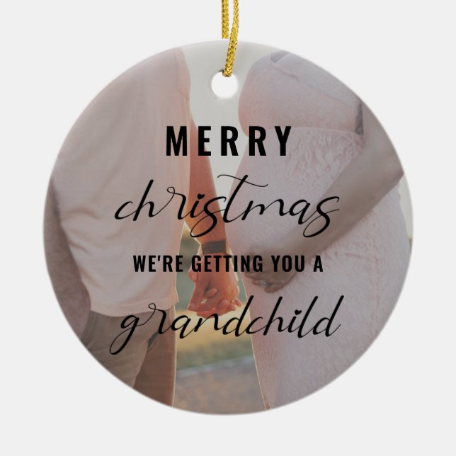 Frohe Weihnachtsschwangerschaft/Baby-Ankündigung F Keramik Ornament (Vorne)