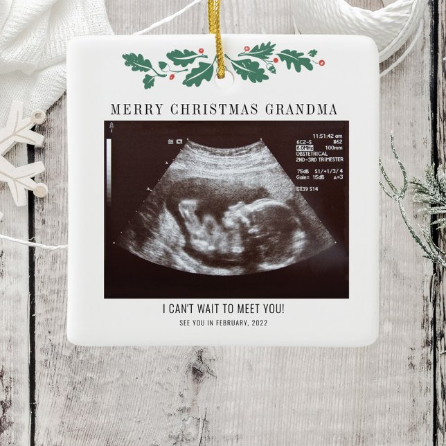 Frohe Weihnachtsschwangerschaft Ultrasound Foto Om Keramikornament (Merry Christmas Pregnancy Announcement Sonogram Ceramic Ornament)