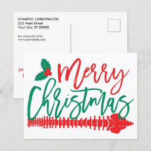 Frohe Weihnachtsschwein und Holly Chiropractic Feiertagspostkarte