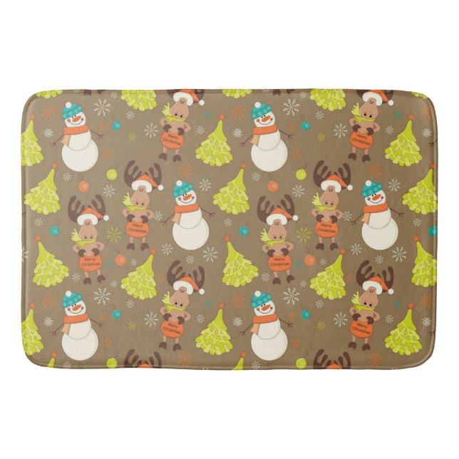 Frohe Weihnachtssohle und Schneemann Badematte (Vorderseite)