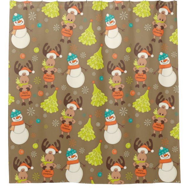Frohe Weihnachtssohle und Schneemann Duschvorhang (Vorderseite)