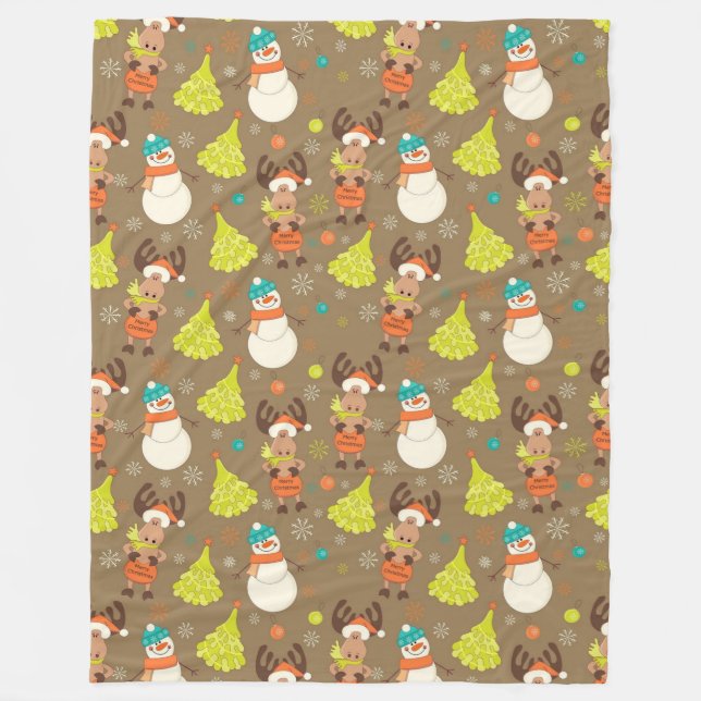 Frohe Weihnachtssohle und Schneemann Fleecedecke (Vorderseite)