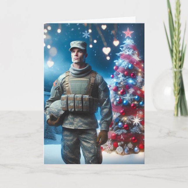 Frohe Weihnachtssoldat - geklappte Grußkarte Karte (Vorderseite)