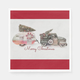 Frohe Weihnachtsspielzeug-LKW und Trailer-Foto Serviette