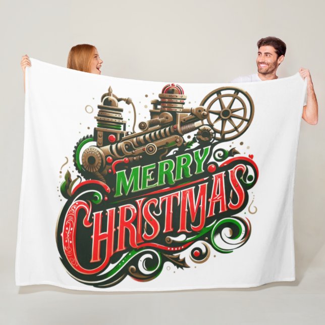 Frohe Weihnachtsstampunk Fleecedecke (Beispiel)