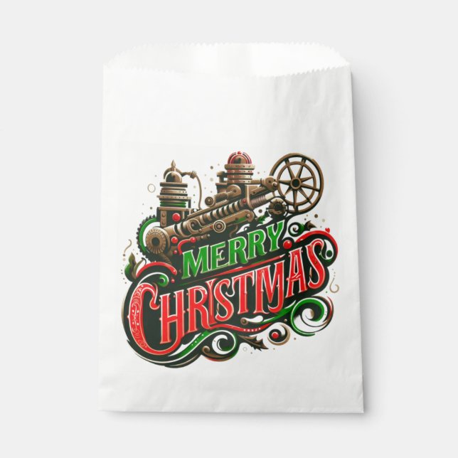 Frohe Weihnachtsstampunk Geschenktütchen (Vorderseite)