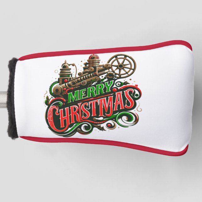 Frohe Weihnachtsstampunk Golf Headcover (Vorderseite)