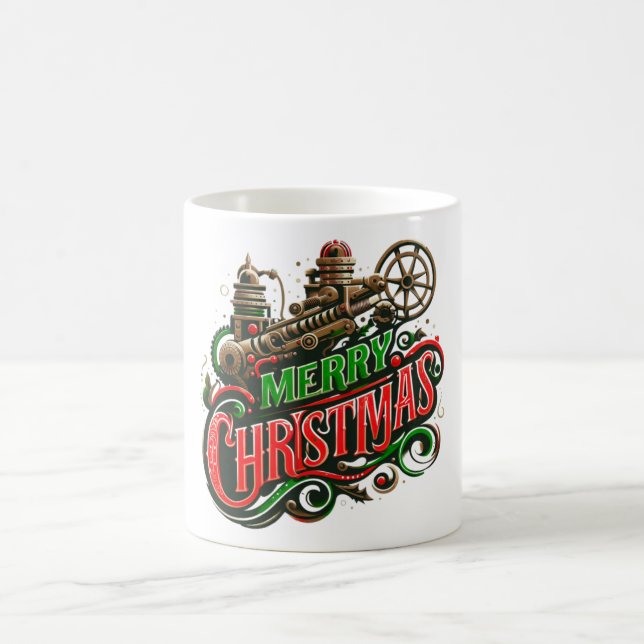 Frohe Weihnachtsstampunk Kaffeetasse (Mittel)