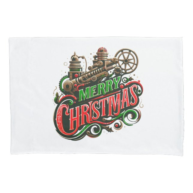 Frohe Weihnachtsstampunk Kissenbezug (Vorderseite)
