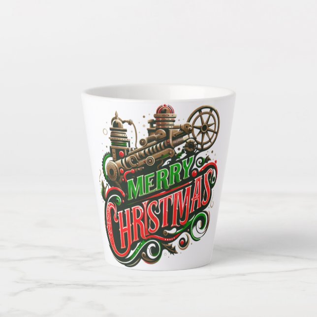 Frohe Weihnachtsstampunk Milchtasse (Vorderseite)