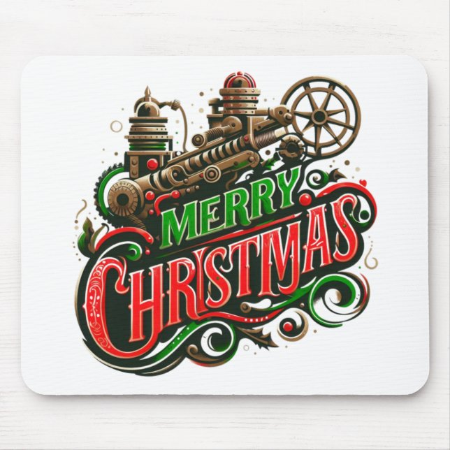 Frohe Weihnachtsstampunk Mousepad (Vorne)