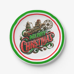 Frohe Weihnachtsstampunk Pappteller
