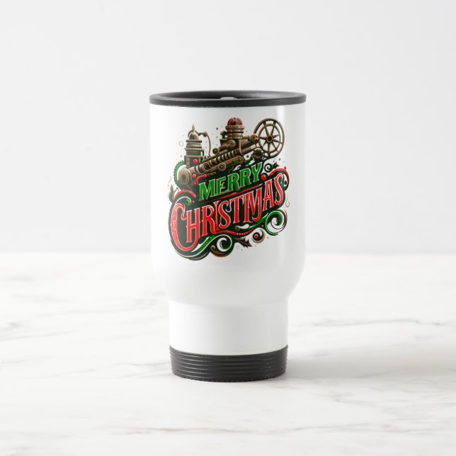 Frohe Weihnachtsstampunk Reisebecher (Mittel)