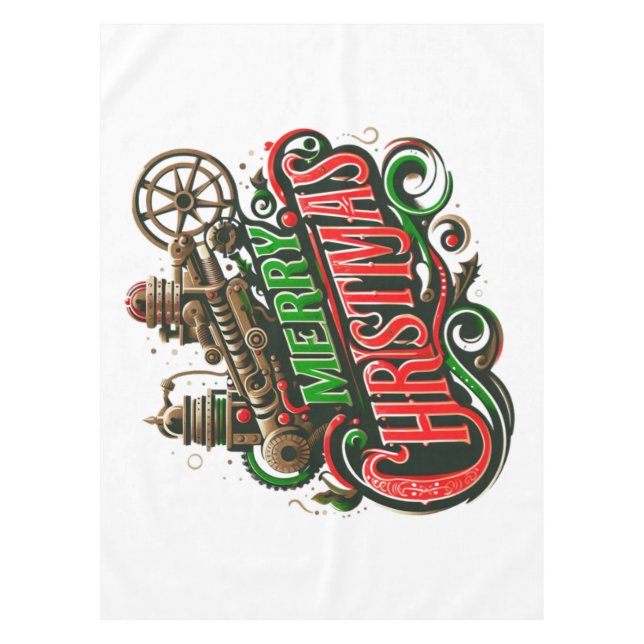 Frohe Weihnachtsstampunk Tischdecke (Vorderseite)