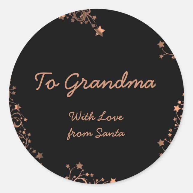 Frohe Weihnachtsstars Black Brown Kupfer Chic Name Runder Aufkleber (Vorderseite)