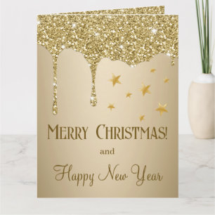 Frohe Weihnachtsstars Melting Gold Glitzer Karte