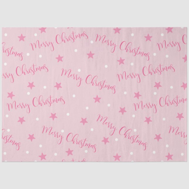 Frohe Weihnachtsstars Pink Christmas Seidenpapier (Vorderseite)