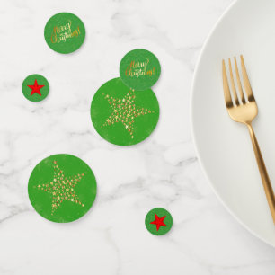 Frohe Weihnachtsstars Red Gold Green Konfetti