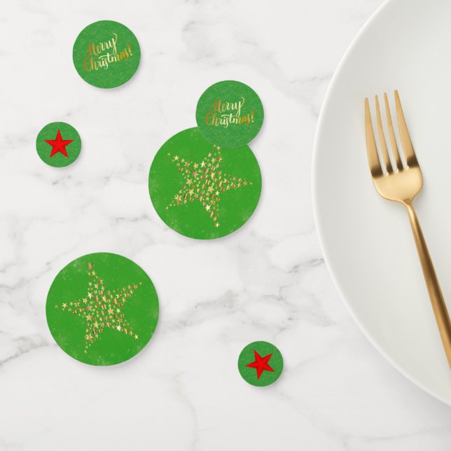 Frohe Weihnachtsstars Red Gold Green Konfetti (Gruppe)