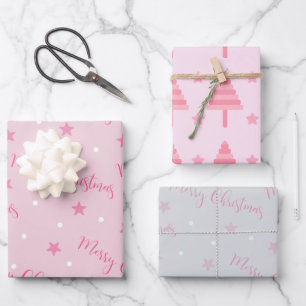 Frohe Weihnachtsstars Weihnachtsbaumen Weihnachten Geschenkpapier Set