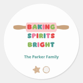 Frohe Weihnachtssticker 'Baking Spirits Bright' Runder Aufkleber