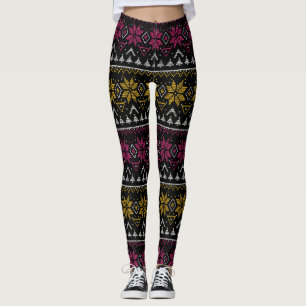 Frohe Weihnachtsstickerei Kreuzstich hässlich Schw Leggings