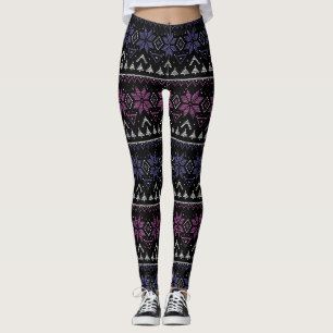 Frohe Weihnachtsstickerei Kreuzstich hässlich Schw Leggings