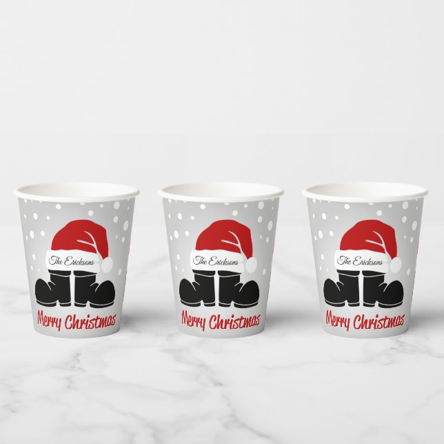 Frohe Weihnachtsstiefel/Kapuzenpapier-Tasse Pappbecher (Multi)