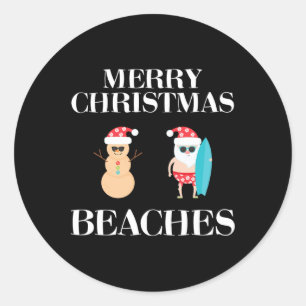 Frohe Weihnachtsstrände Florida Familienurlaub Runder Aufkleber