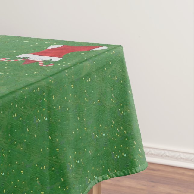 Frohe Weihnachtsstürme in Roten Strümpfen Grün Gol Tischdecke (Beispiel)