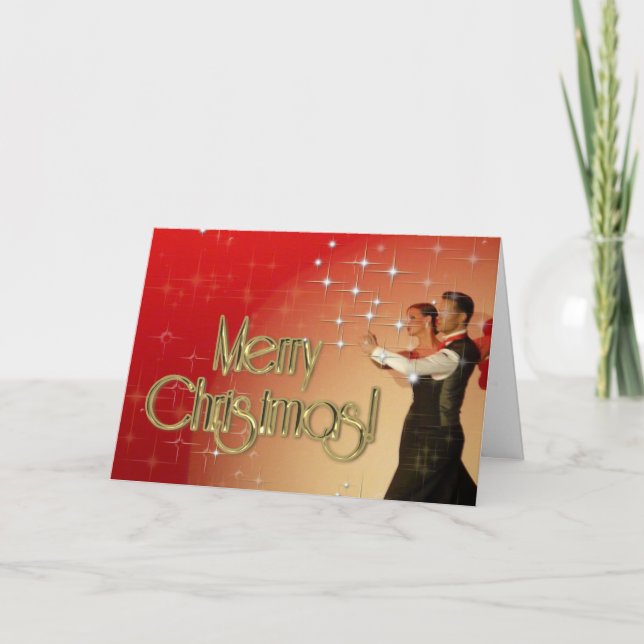 Frohe Weihnachtstänzer PERSONALISIERT Feiertagskarte (Vorderseite)