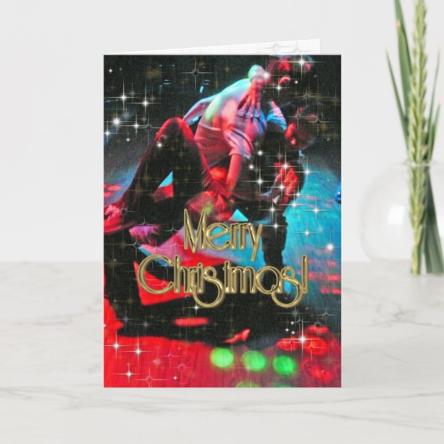 Frohe Weihnachtstänzer PERSONALISIERT Feiertagskarte (Vorderseite)