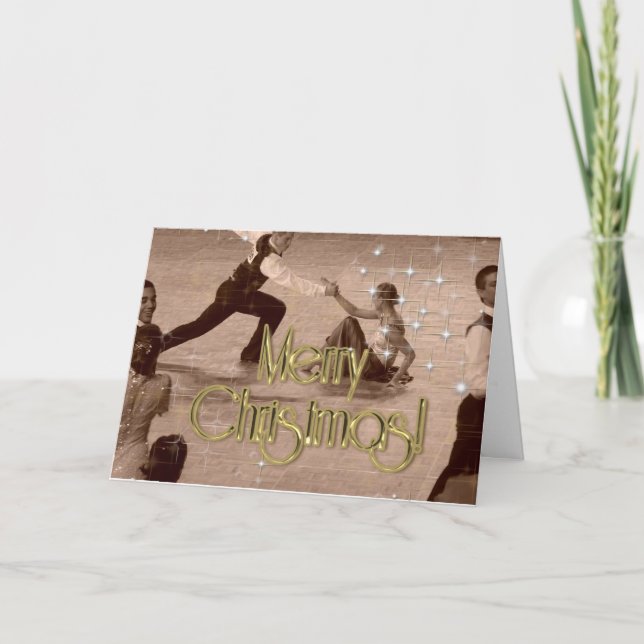 Frohe Weihnachtstänzer PERSONALISIERT Feiertagskarte (Vorderseite)
