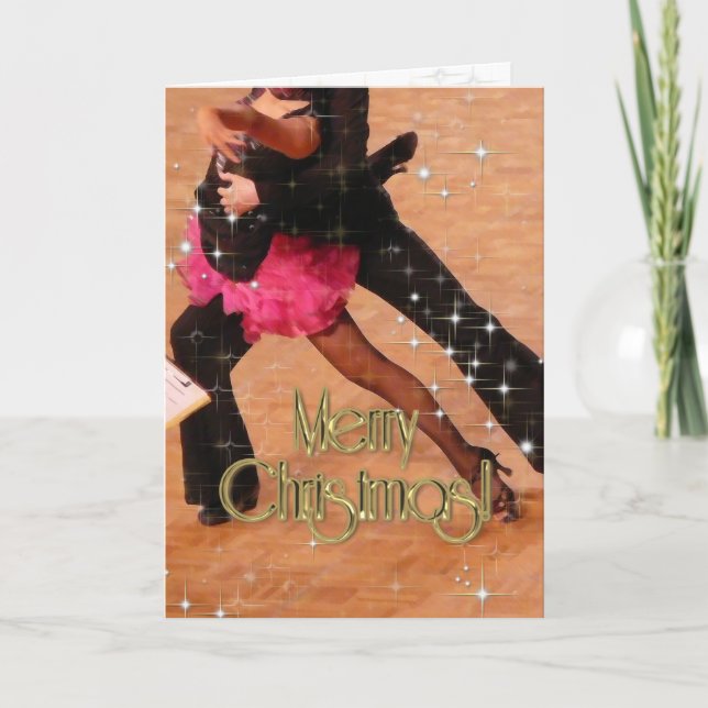 Frohe Weihnachtstänzer PERSONALISIERT Feiertagskarte (Vorderseite)
