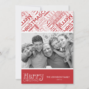 Frohe Weihnachtstext Design 12x18 Flat Card Feiertagskarte