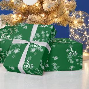 Frohe Weihnachtstext in Schneeflocken Geschenkpapier