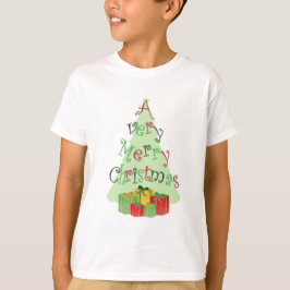 Frohe Weihnachtstext mit Bäumen und Geschenke T - T-Shirt